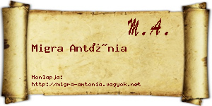 Migra Antónia névjegykártya